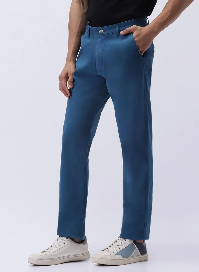 أوربانو فاشن Urbano Fashion Men's Royal Blue Cotton Regular Fit Casual Chinos Trousers Stretch